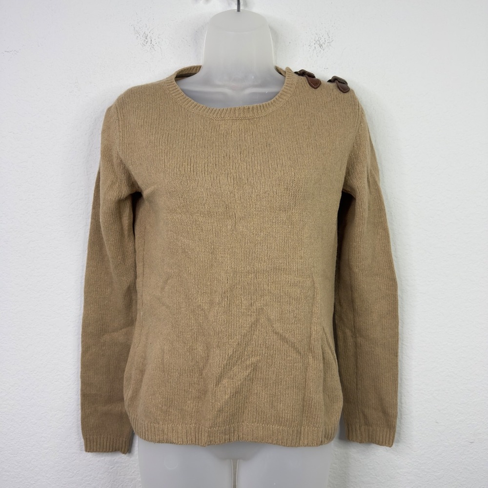 Massimo Dutti Sweater Womens S‎ Tan Wool Angora Cashmere Blend Preppy Neutral